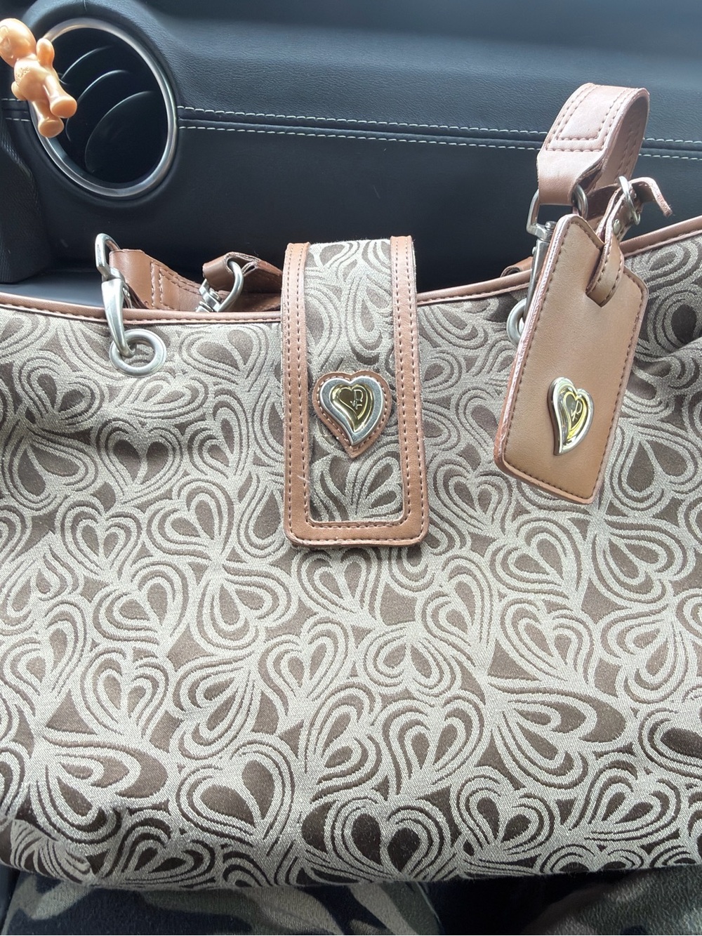 Diane Von Furstenberg Beige and Tan Heart-Accent Tote